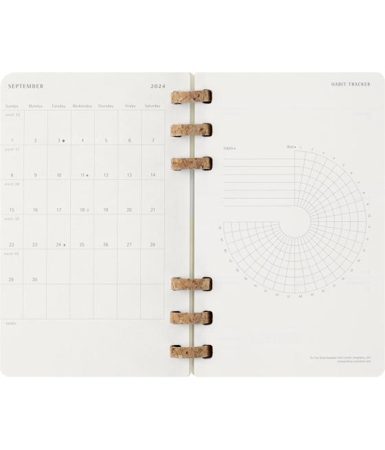 Agenda 12 meses 2025 académica espiral l (13 x 21 cm) negra tapa blanda moleskine dsspb12amwh3y25