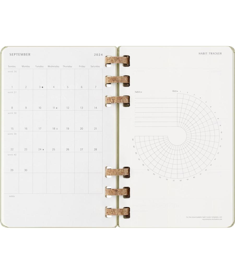 Agenda 12 meses 2025 académica espiral l (13 x 21 cm) kiwi tapa dura moleskine dhspk5212amwh3y25