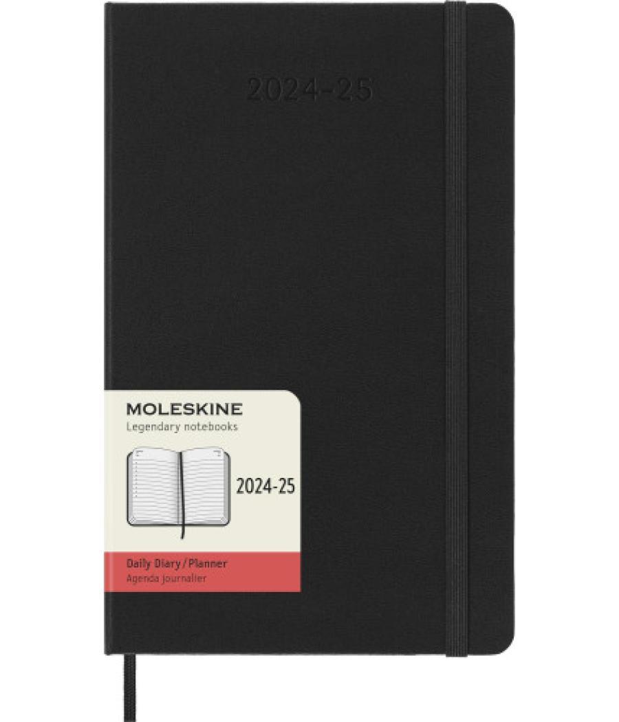 Agenda 18 meses 2024-2025 diaria l (13 x 21 cm) negra tapa dura moleskine dhb18dc3y25