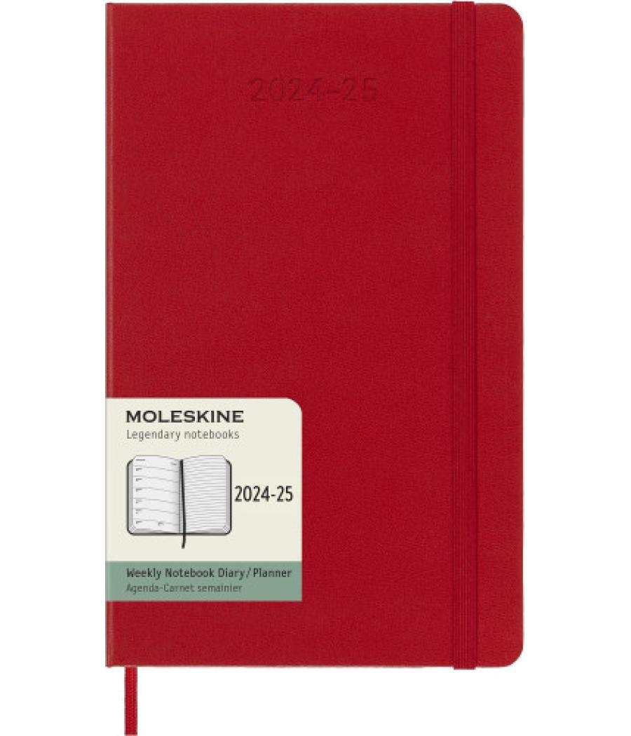 Agenda 18 meses 2024-2025 semanal p (9 x 14 cm) rojo escarlata tapa blanda moleskine dsf218wn2y25