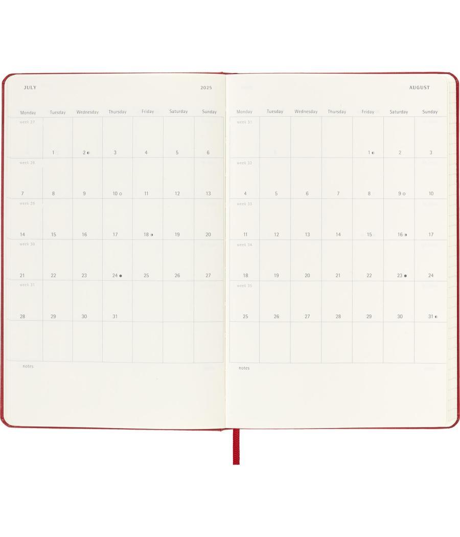 Agenda 18 meses 2024-2025 semanal p (9 x 14 cm) rojo escarlata tapa blanda moleskine dsf218wn2y25