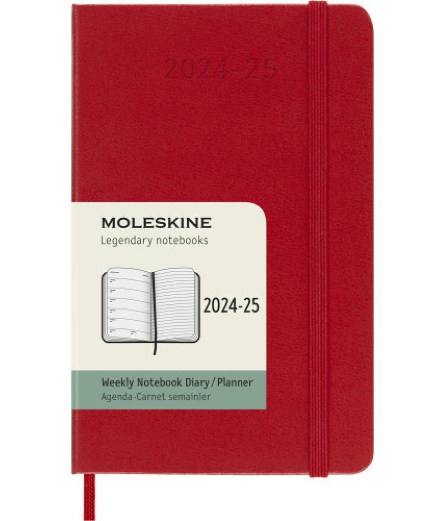 Agenda 18 meses 2024-2025 semanal p (9 x 14 cm) rojo escarlata tapa dura moleskine dhf218wn2y25