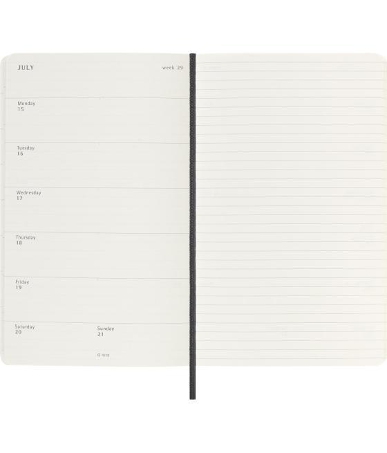 Agenda 18 meses 2024-2025 semanal l (13 x 21 cm) negra tapa blanda moleskine dsb18wn3y25