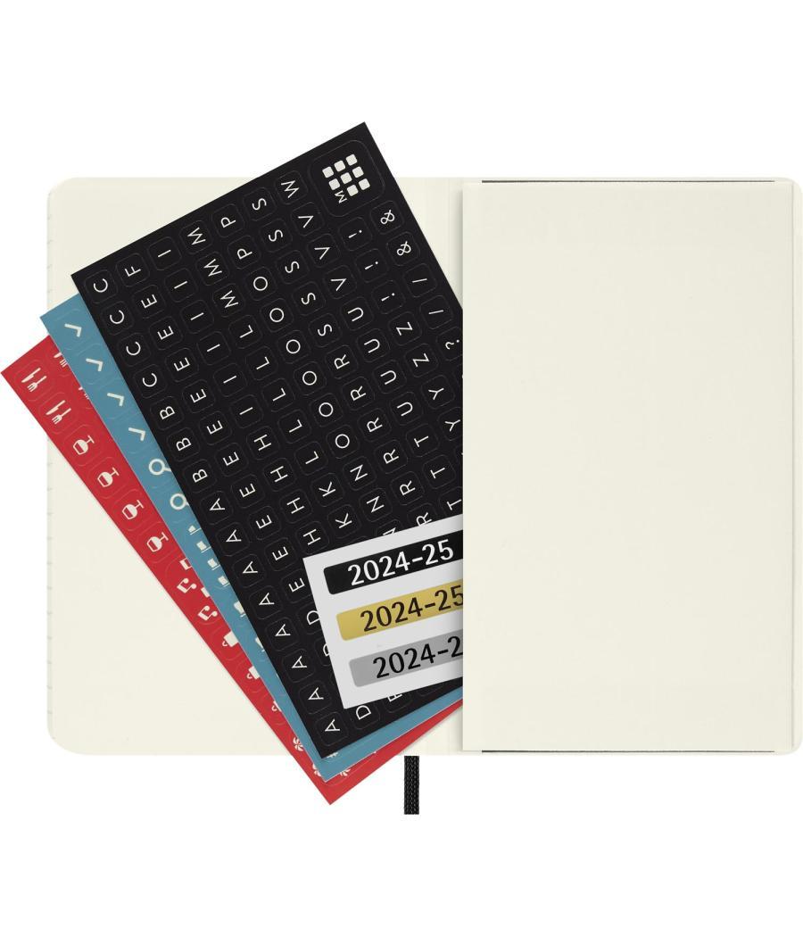 Agenda 18 meses 2024-2025 semanal p (9 x 14 cm) negra tapa blanda moleskine dsb18wn2y25