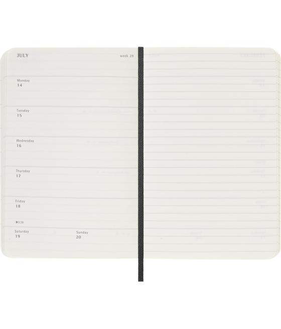 Agenda 18 meses 2024-2025 semanal p (9 x 14 cm) negra tapa blanda moleskine dsb18wn2y25