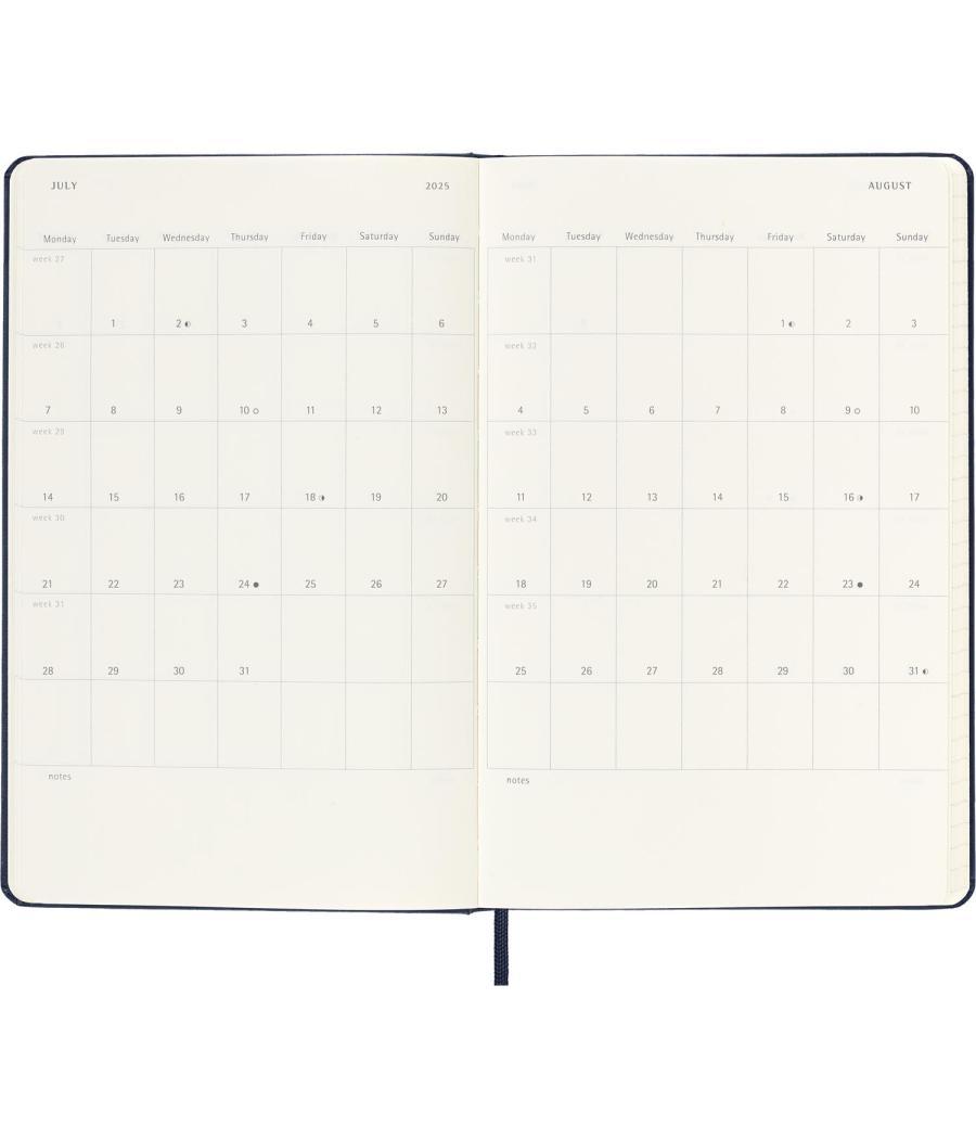 Agenda 18 meses 2024-2025 semanal l (13 x 21 cm) azul zafiro tapa dura moleskine dhb2018wn3y25