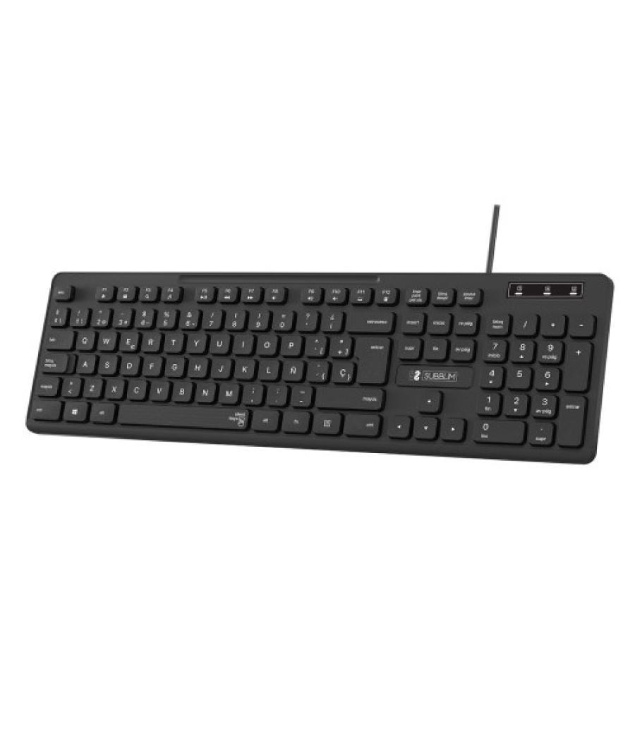 Subblim teclado ergonómico business slim silencioso con cable usb