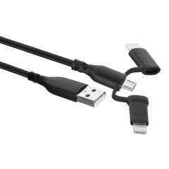 EWENT 3 EN 1, USB-A a Lightning, USB-C y Micro-USB - Imagen 1