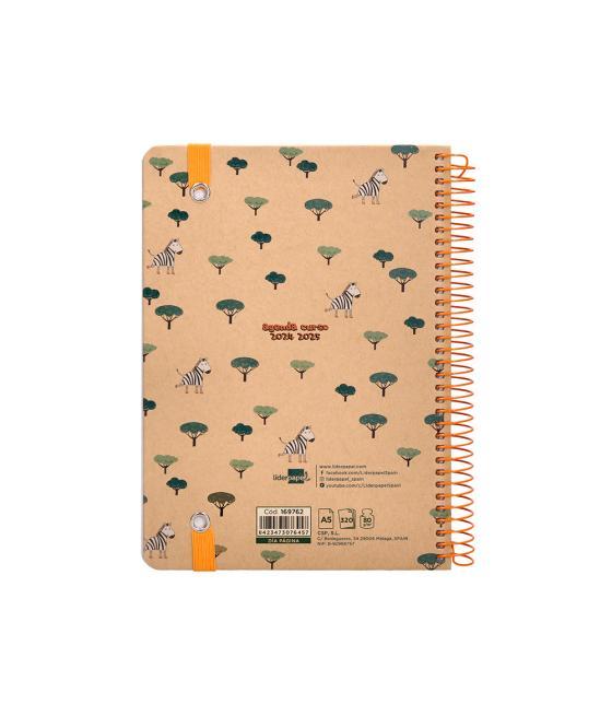 Agenda escolar liderpapel año 24 - 25 escolar classic zebra día página a5 tetra