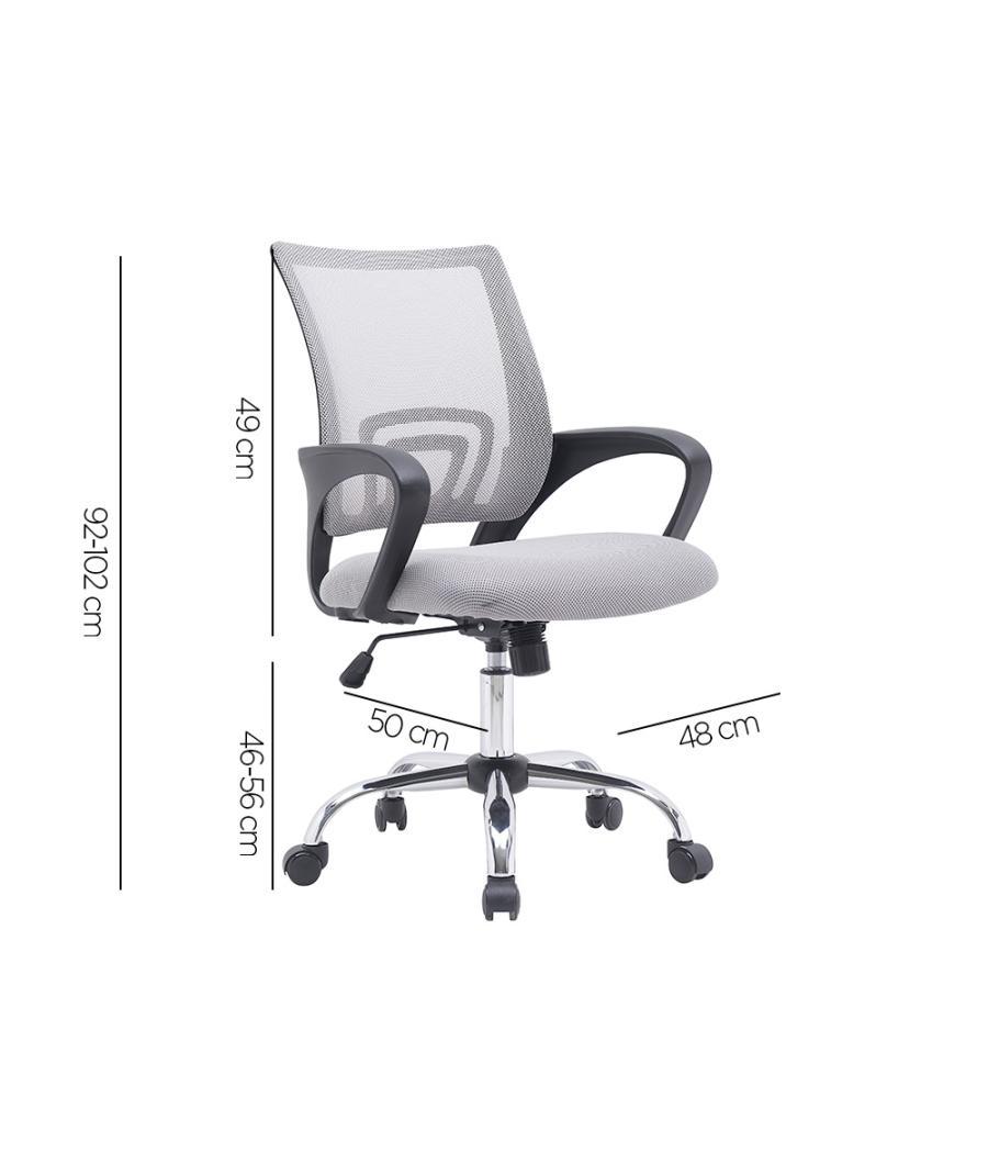 Silla q-connect oficina siena malla base metálica alt max 1000 anc 560 prof 570 ruedas premium color blanco gris