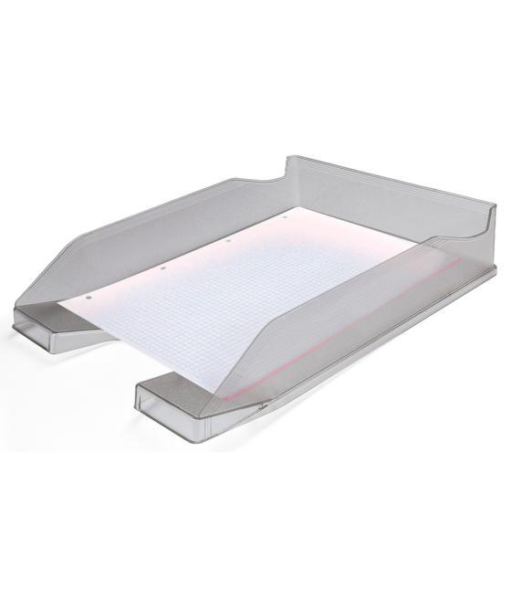 Bandeja sobremesa plástico q-connect gris oscuro transparente 240x70x340 mm