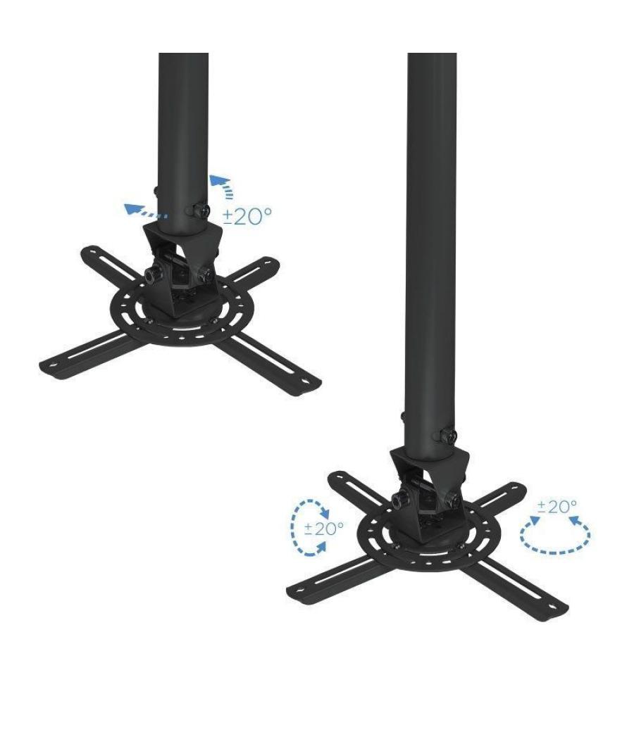 Soporte de techo para proyector tooq pj3030tn-b/ inclinable-giratorio-nivelable/ hasta 20kg