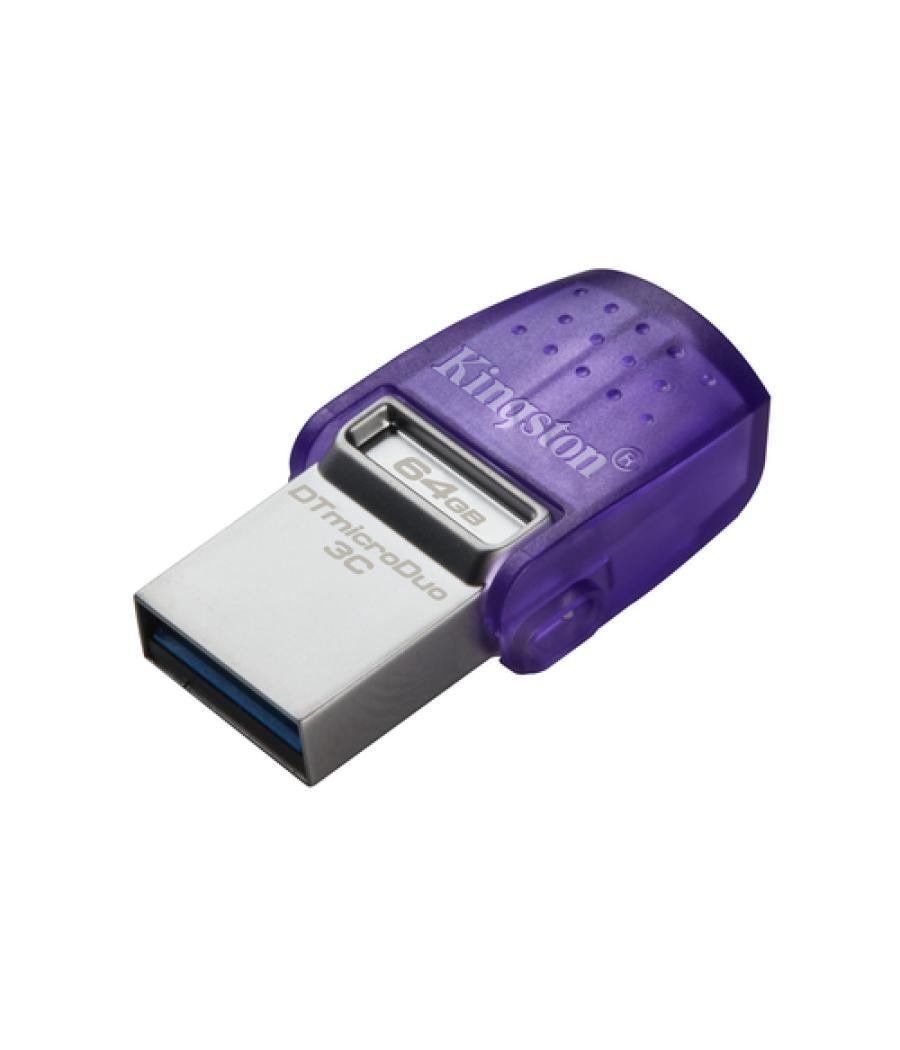 Kingston Technology DataTraveler microDuo 3C unidad flash USB 64 GB USB Type-A / USB Type-C 3.2 Gen 1 (3.1 Gen 1) Púrpura, Acero