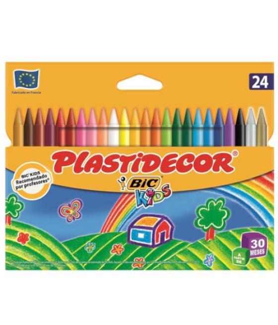 Estuche 24 ceras de color que no ensucian plastidecor 9203011