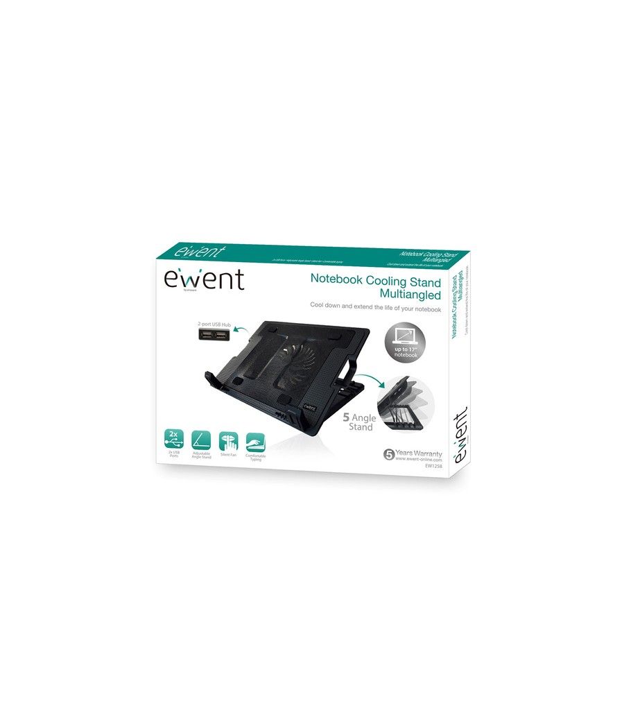 EWENT EW1258 Soporte Ventilador Portatil 17"+2 USB - Imagen 2