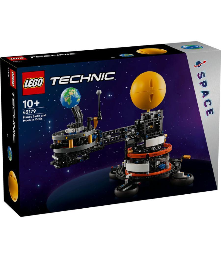 Lego technic planeta tierra y luna en órbita