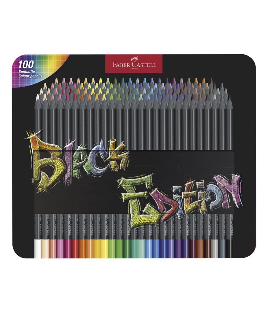 Lápices de colores faber castell black edition caja metálica de 100 unidades colores surtidos