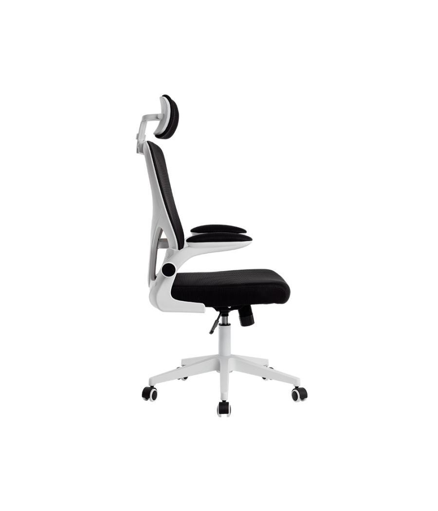 Silla q-connect ergonomica pal ermo malla base nylon alt max 1300 anc 610 prof 600 ruedas premium color blanco negro