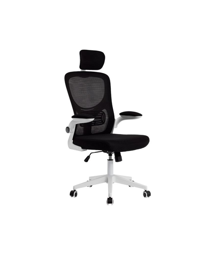 Silla q-connect ergonomica pal ermo malla base nylon alt max 1300 anc 610 prof 600 ruedas premium color blanco negro