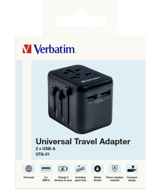 Verbatim 49543 adaptador de enchufe eléctrico Universal Negro