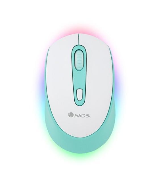 Raton optico wireless ngs smog mint-rb blanco