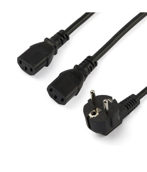 StarTech.com Cable de 2m de Alimentación en Y para Ordenador, 18AWG, EU Schuko a 2x C13, 10A 250V, Cable de Alimentación de CA d