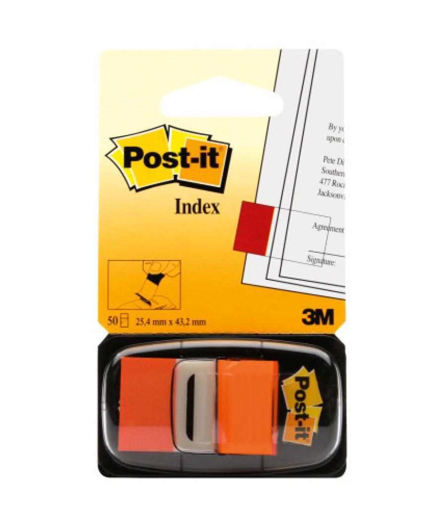 Blister dispensador 50 marcadores index naranja 25,4x43,2mm 680-4 post-it 7000144932