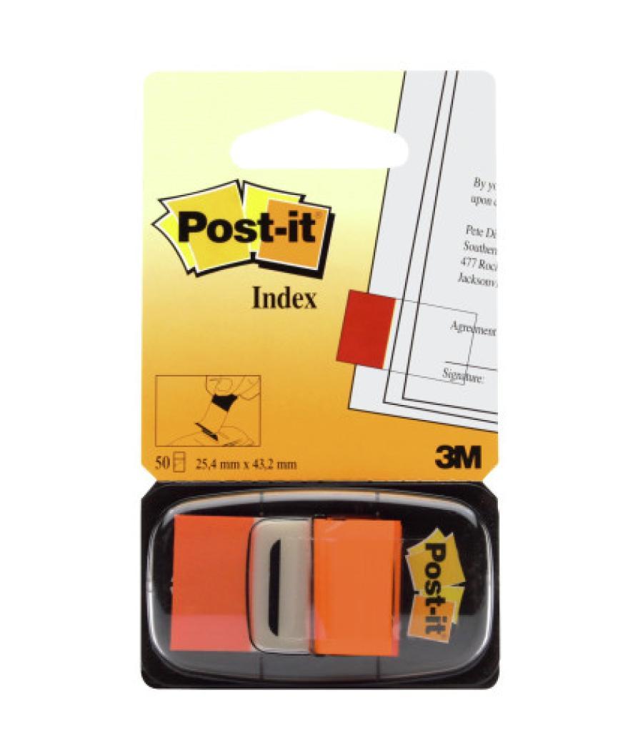 Blister dispensador 50 marcadores index naranja 25,4x43,2mm 680-4 post-it 7000144932