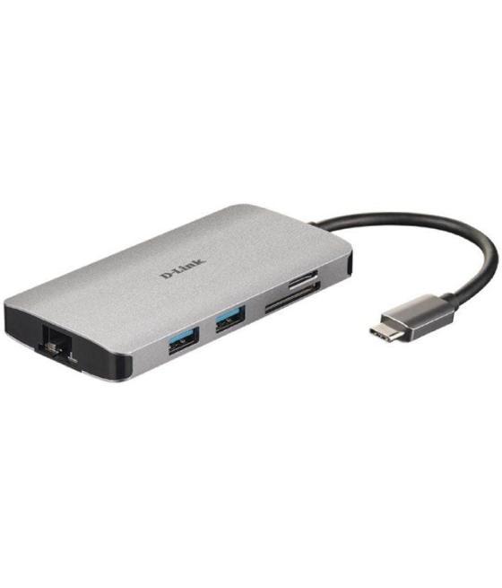 Docking usb tipo-c d-link dub-m810/ 3xusb/ 1xusb tipo-c/ 1xthunderbolt/ 1xhdmi/ 1xrj45/ 1xlector tarjetas/ gris