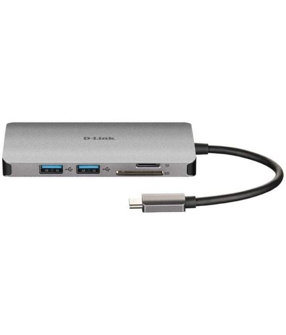 Docking usb tipo-c d-link dub-m810/ 3xusb/ 1xusb tipo-c/ 1xthunderbolt/ 1xhdmi/ 1xrj45/ 1xlector tarjetas/ gris
