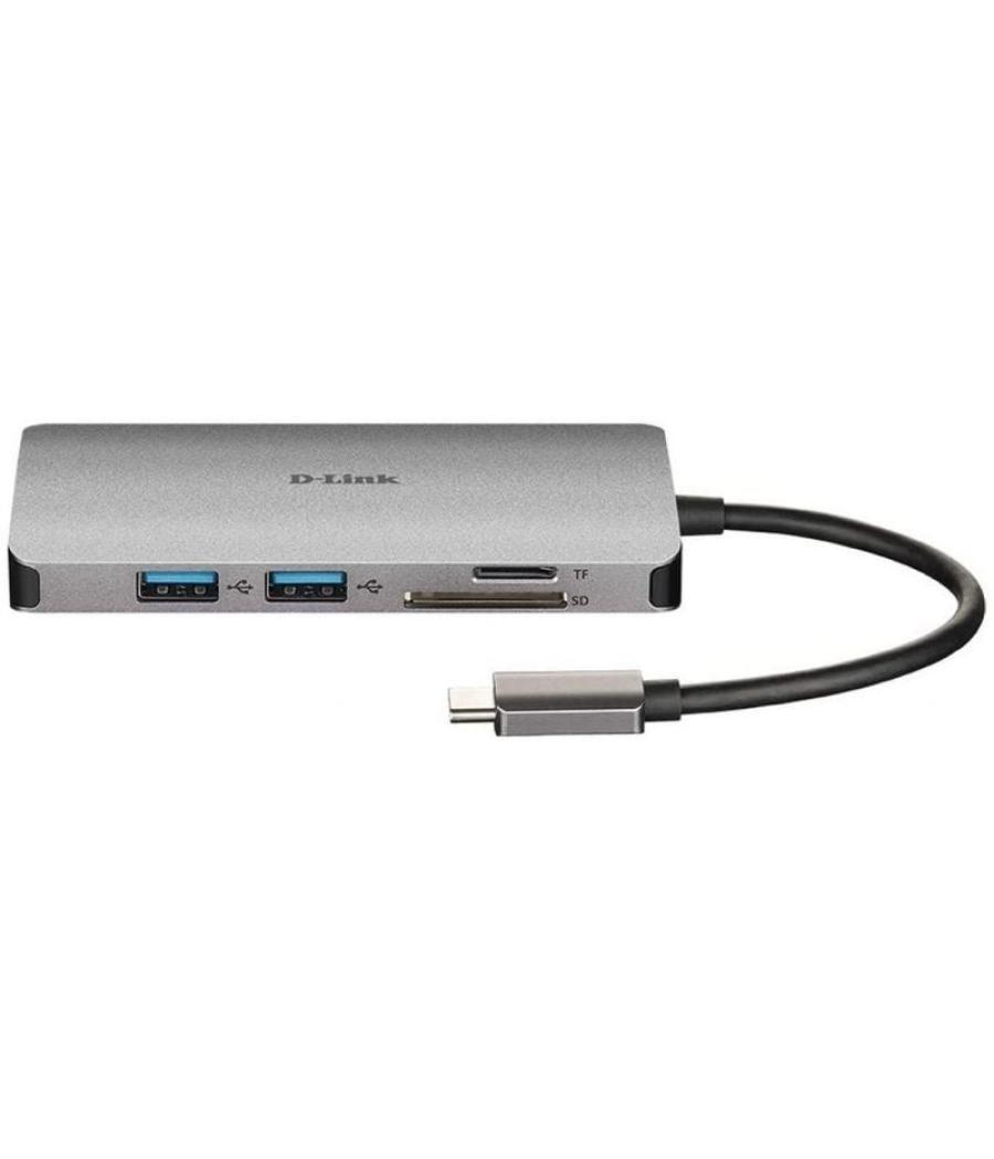 Docking usb tipo-c d-link dub-m810/ 3xusb/ 1xusb tipo-c/ 1xthunderbolt/ 1xhdmi/ 1xrj45/ 1xlector tarjetas/ gris