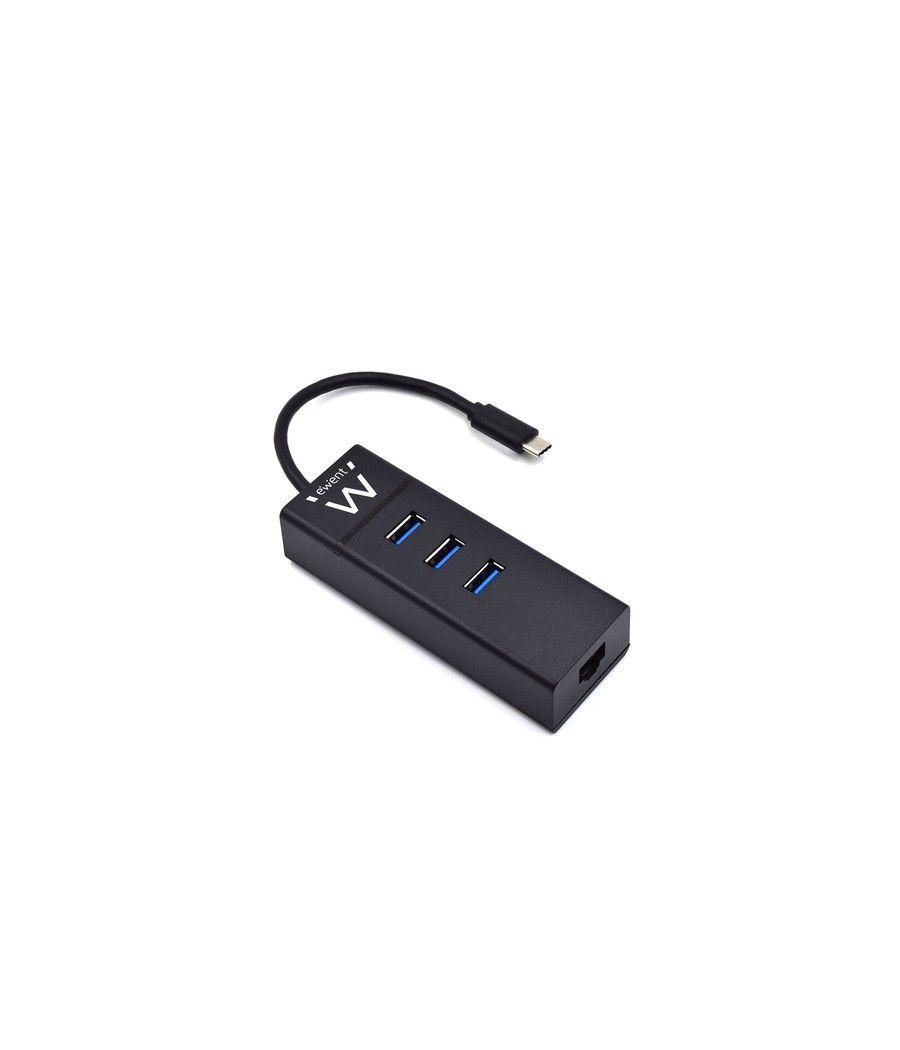 EWENT EW1141 Hub Tipo-C 3Pts.USB 3.1+1pto. GIGABIT - Imagen 2