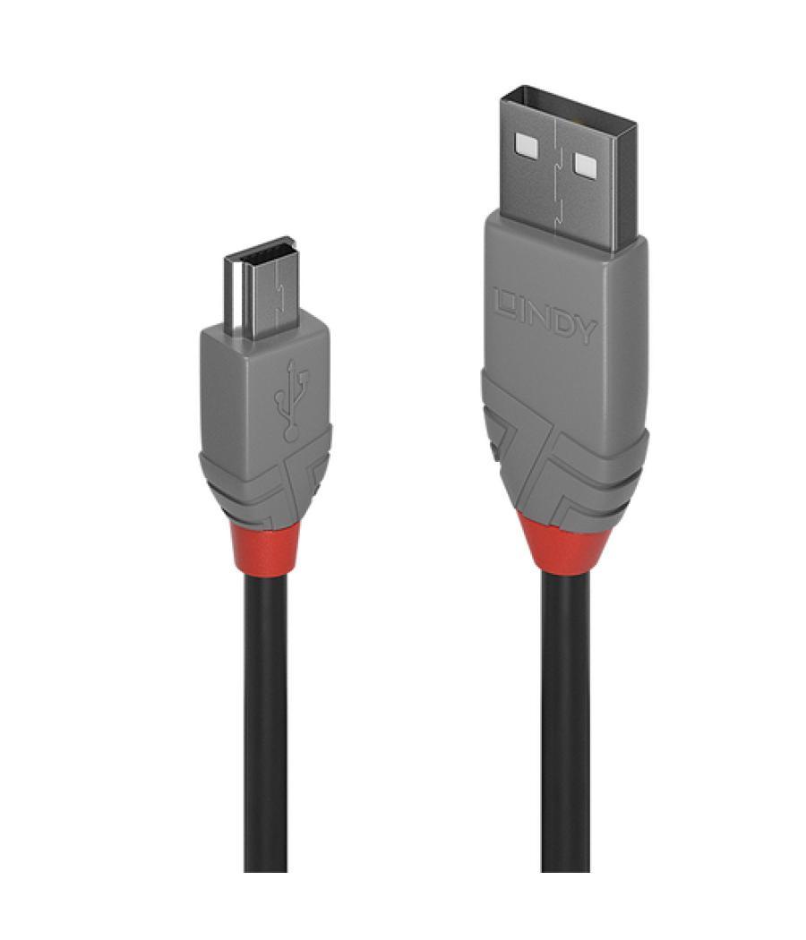 Lindy 36723 cable USB 2 m USB 2.0 USB A Mini-USB B Negro, Gris