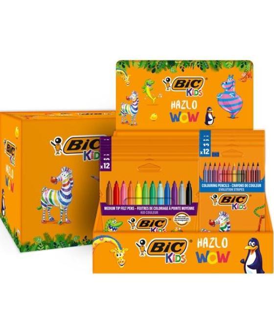 Bic rotuladores y lápices de colores kids hazlo wow expositor 12 +12 estuches de 12 ud c/surtidos