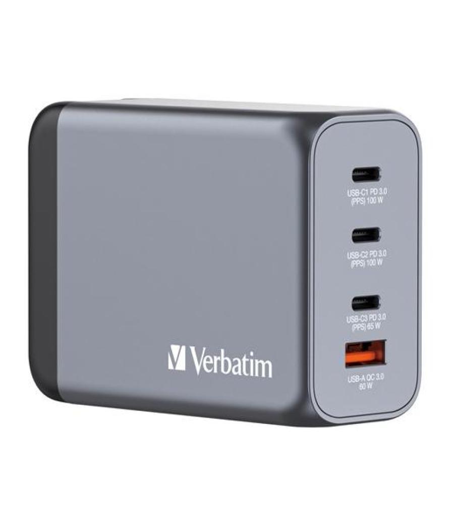 Verbatim gnc-200 cargador pared gan 200w usb-a 3.0 y 3xusb-c 3.0