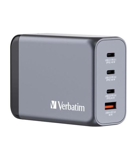 Verbatim gnc-240 cargador pared gan 240w usb-a 3.0 y 3xusb-c 3.0