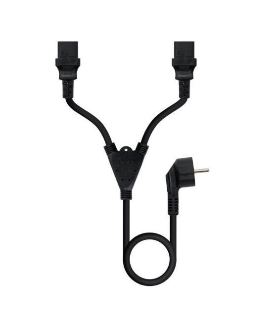 Cable alimentación nanocable 10.22.0100/ schuko macho - 2 x c13 hembra/ 1.8m/ negro