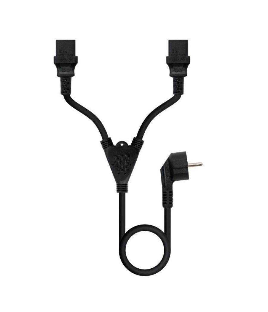 Cable alimentación nanocable 10.22.0100/ schuko macho - 2 x c13 hembra/ 1.8m/ negro