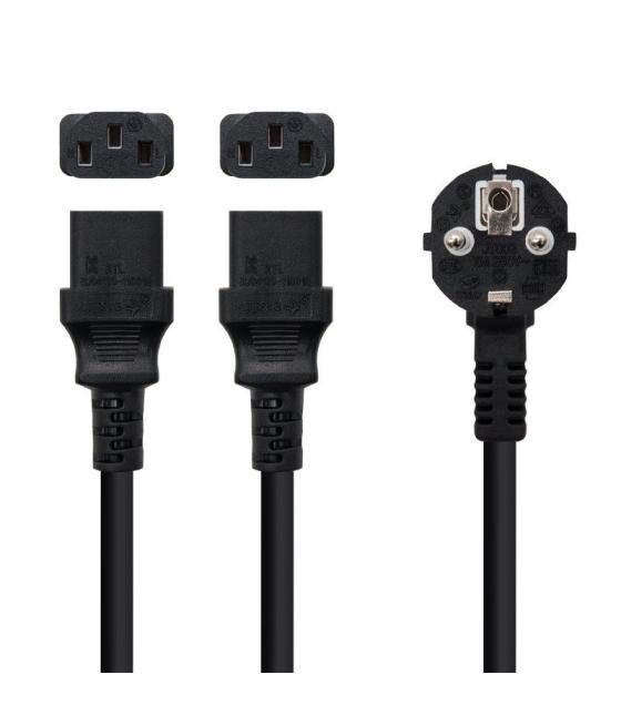 Cable alimentación nanocable 10.22.0100/ schuko macho - 2 x c13 hembra/ 1.8m/ negro