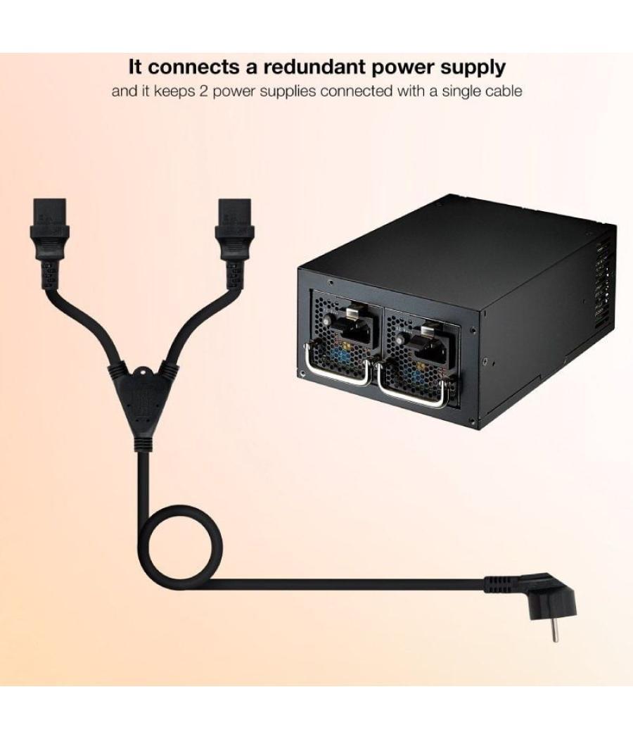 Cable alimentación nanocable 10.22.0100/ schuko macho - 2 x c13 hembra/ 1.8m/ negro