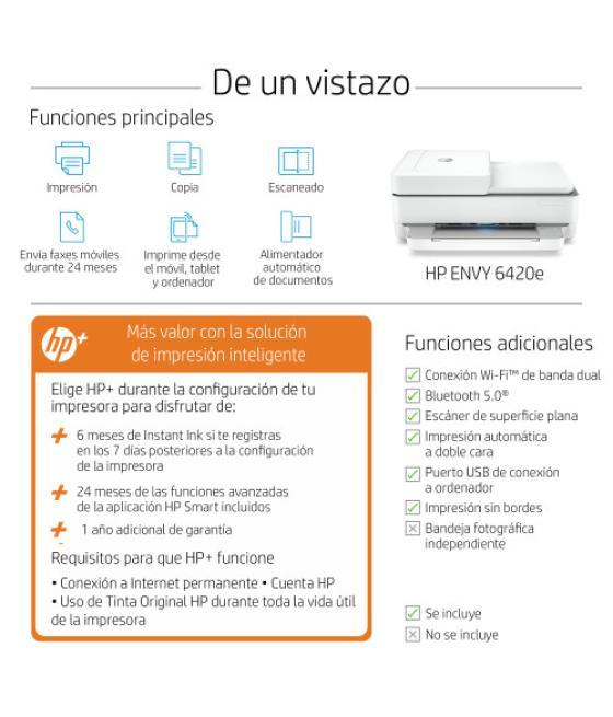 Hp envy 6420e inyección de tinta térmica a4 4800 x 1200 dpi 10 ppm wifi