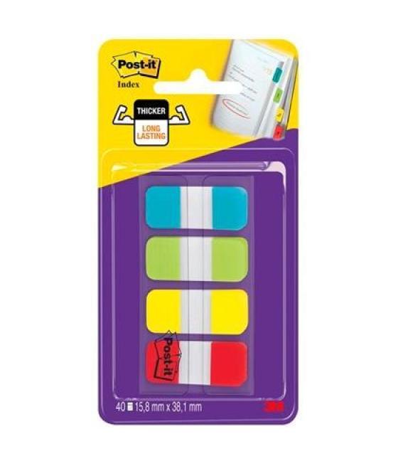 Post-it index rigido rojo amarillo azul dispensador 4 colores x 10 marcadores