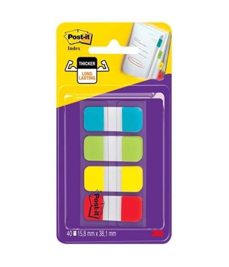 Post-it index rigido rojo amarillo azul dispensador 4 colores x 10 marcadores