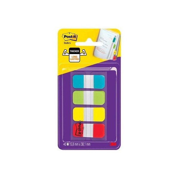 Post-it index rigido rojo amarillo azul dispensador 4 colores x 10 marcadores