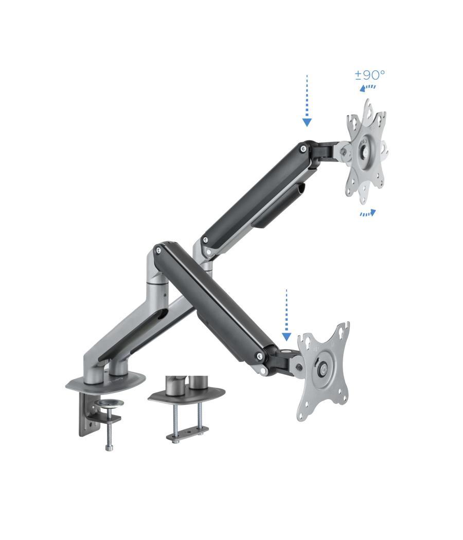 Soporte de mesa tv tooq 17 - 32pulgadas 2 pantallas gris