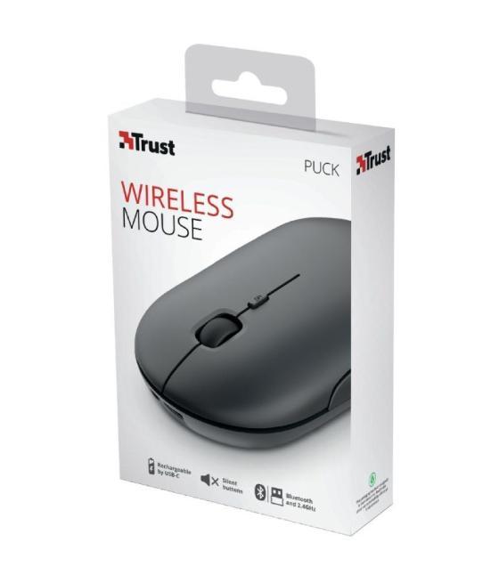 Ratón inalámbrico por bluetooth trust puck/ batería recargable/ hasta 1600 dpi