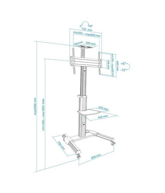 Soporte de pie tooq fs1870m-b para tv de 37-70'/ hasta 50kg