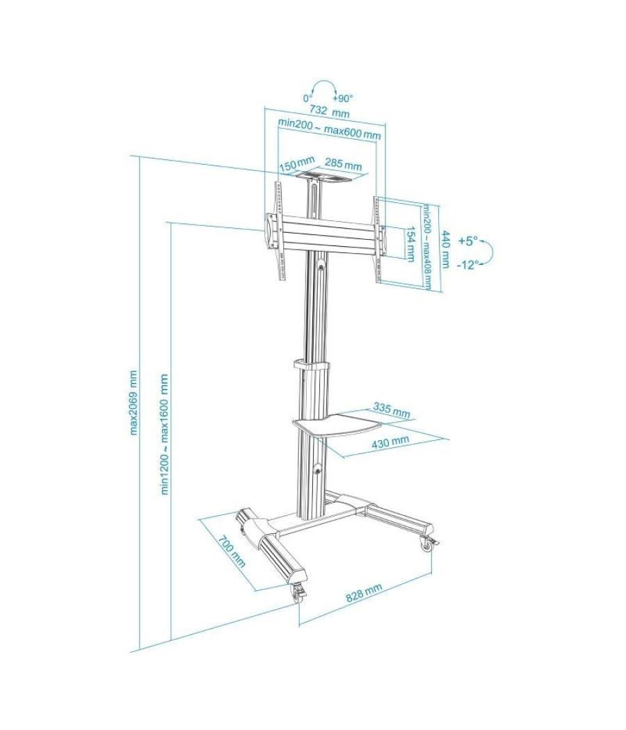 Soporte de pie tooq fs1870m-b para tv de 37-70'/ hasta 50kg