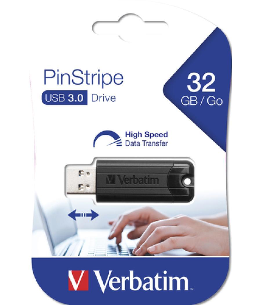 Verbatim PinStripe 3.0 - Unidad USB 3.0 de 32 GB  - Negro