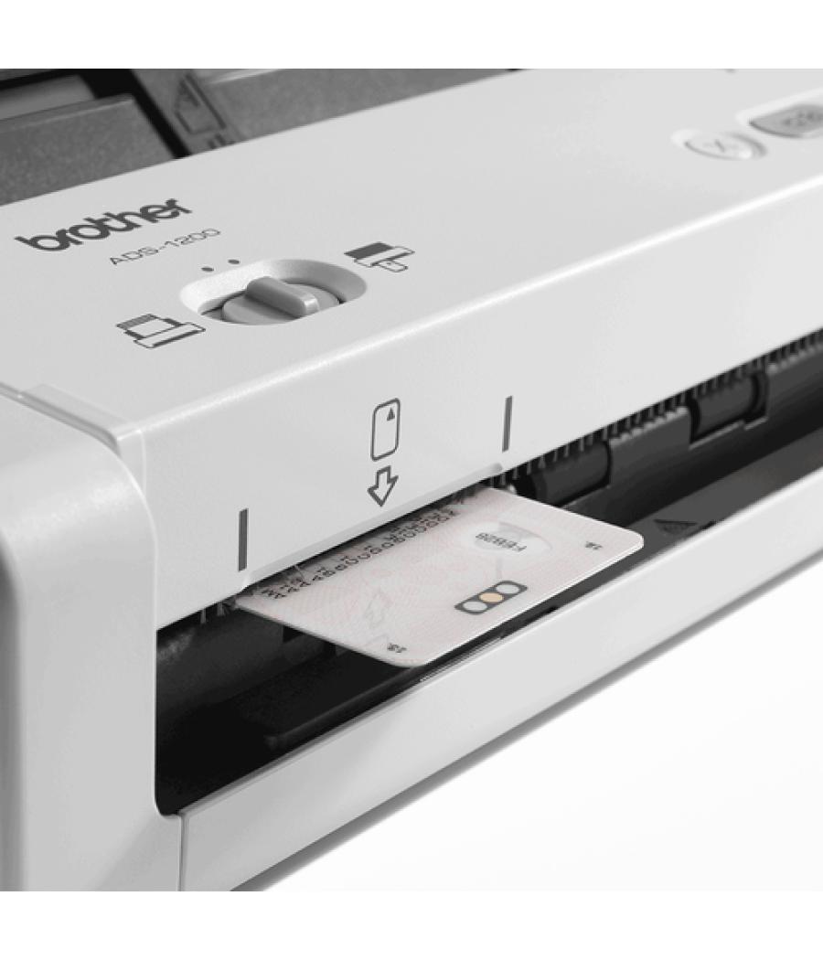 Brother ADS-1200 escaner Escáner con alimentador automático de documentos (ADF) 600 x 600 DPI A4 Negro, Blanco